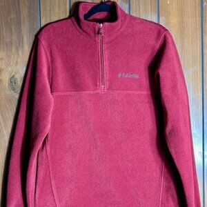 Columbia Men's 1/4 Zip Pullover Sweatshirt Size Small Maroon/ Red - GUC